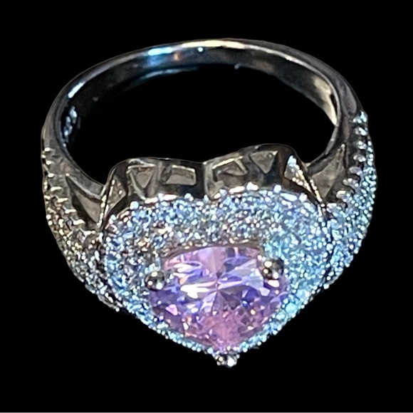 925 Silver Pink Heart Ring - Picture 9 of 9